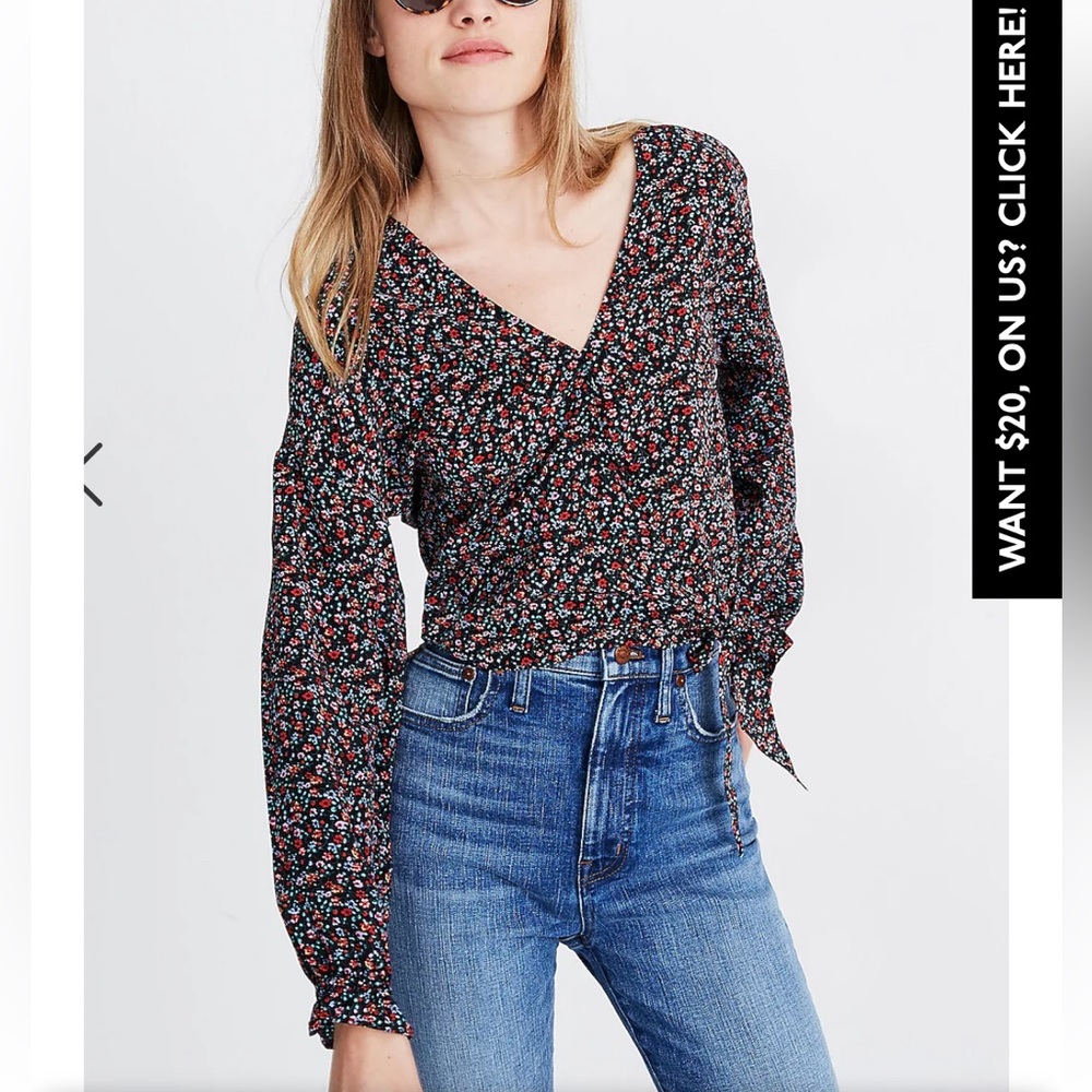 100% silk floral madewell wrap top